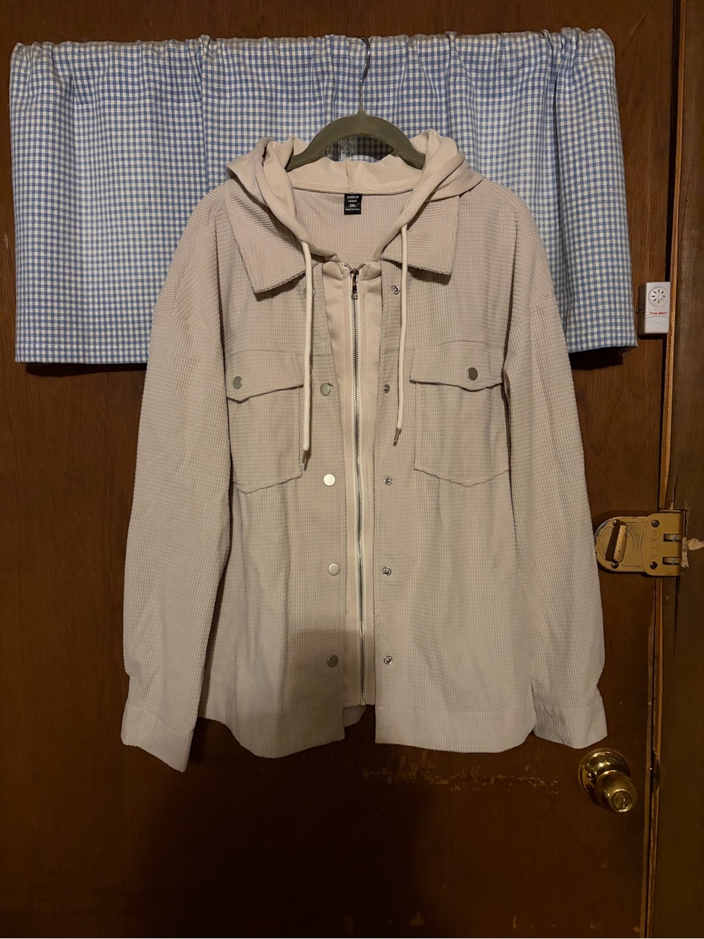 Light Beige Hooded Shacket Jacket - Women